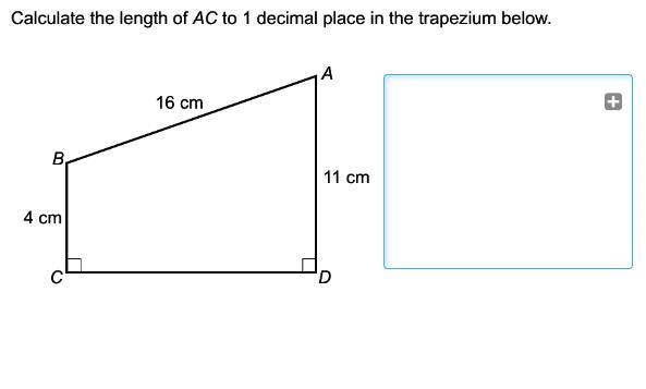 Caluculate the length of AC to 1 decimal place in the trapezium below.-example-1