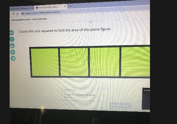 MEASUREMENT & DATA - FIND YOUR LEVEL!2)Count the unit squares to find the area-example-1