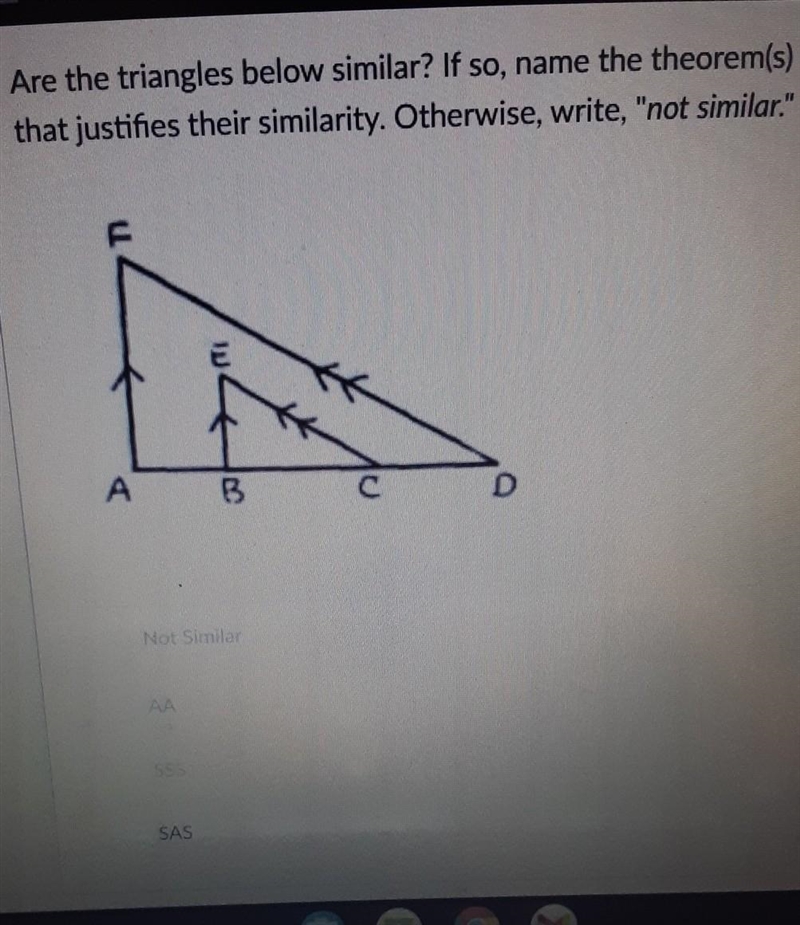 Help me decide wheter this is SSS, SAS, or AA problemsI choose SAS, am I right?-example-1