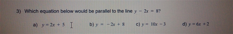 Solve the equations below and tell if its is parallel?-example-1