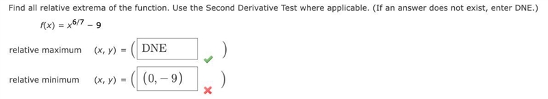 Find all relative extrema of the function. Use the Second Derivative Test where applicable-example-1