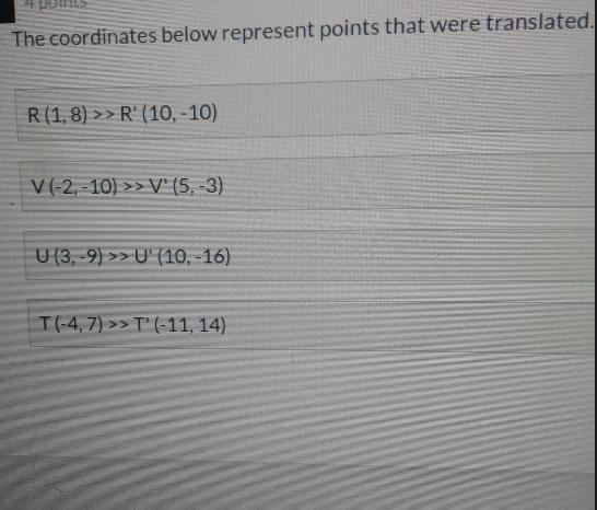 The coordinates below represents points that were translated.Match the coordinates-example-1