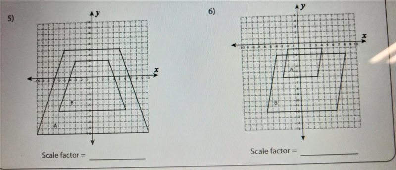 NO LINKS!!! Part 3: Figure A is a dilated image of Figure B. Find the scale factor-example-1