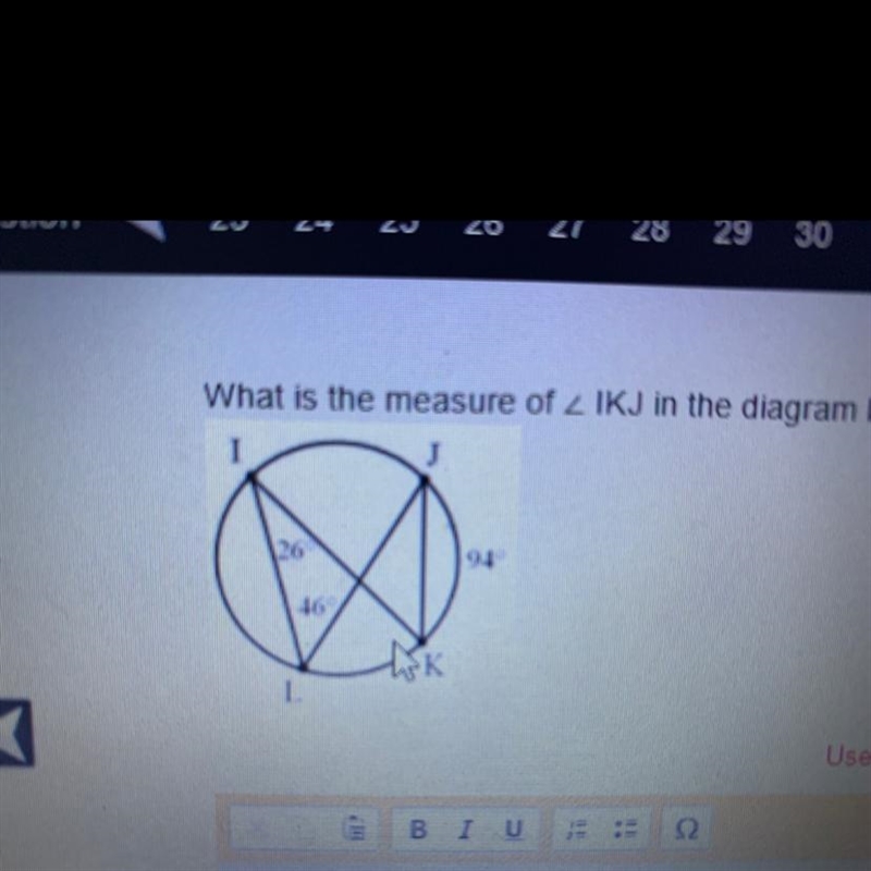 What is the measure of lkj in the diagram below-example-1