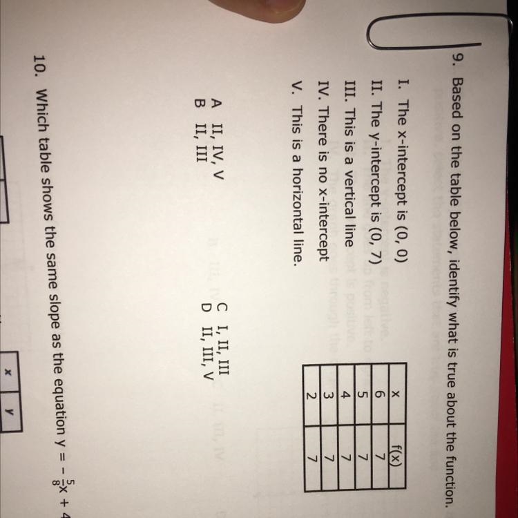 9. Based on the table below, identify what is true about the function.-example-1