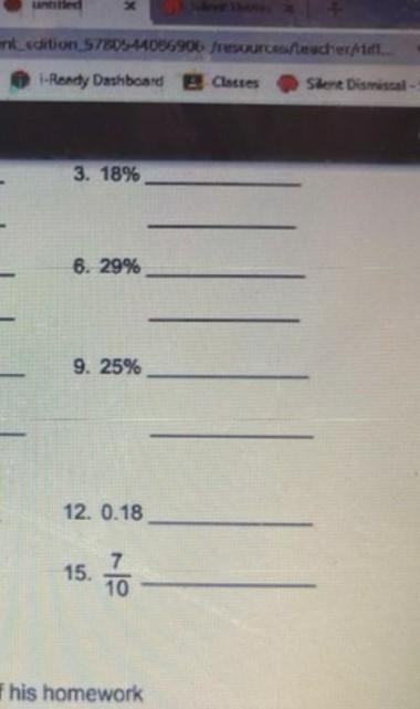 i have to write. each percent as a fraction in simplest form and as a decimal to the-example-1