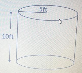 Find the volume of the following cylinder. Use 3.14 for .5ft10ftFeet Cubed-example-1