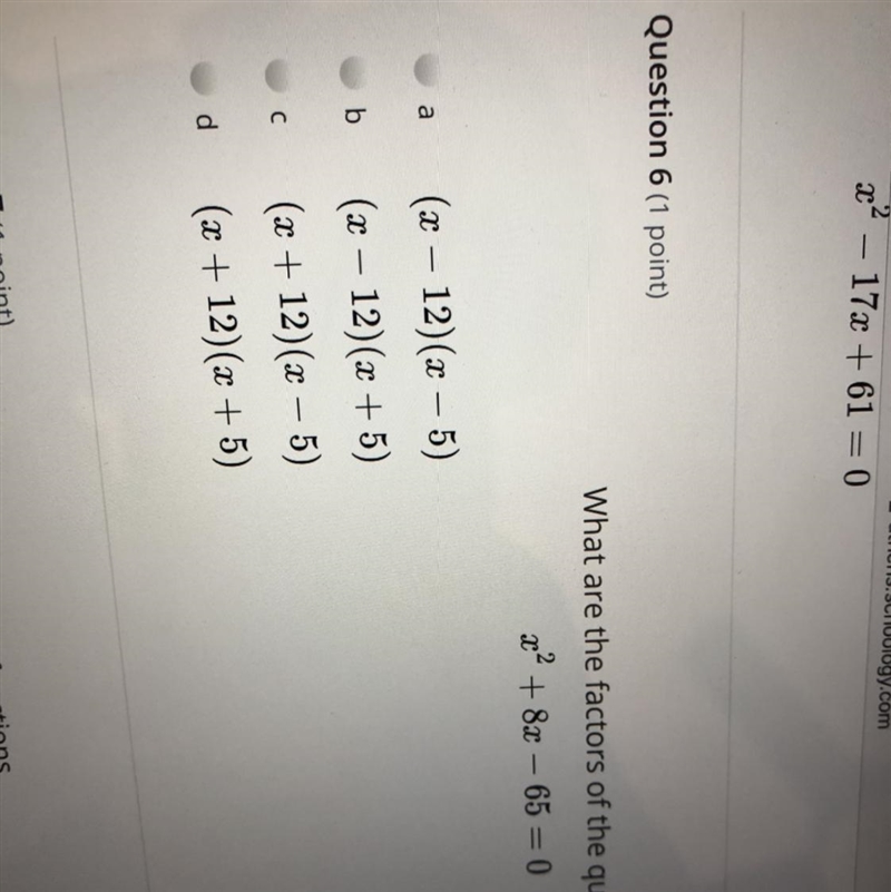 PICK A B C D What are the factors of the quadratic-example-1