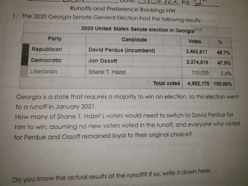 Runoffs and references Ranking1. the 2020 Georgia Senate general election had the-example-1