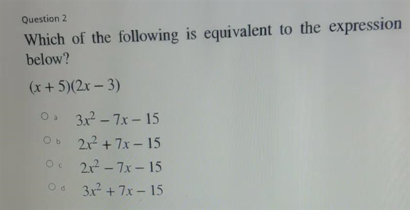 Show instructions Question 2 Which of the following is equivalent to the expression-example-1