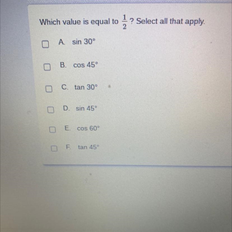 Which value is equivalent to 1/2 select all that apply?-example-1