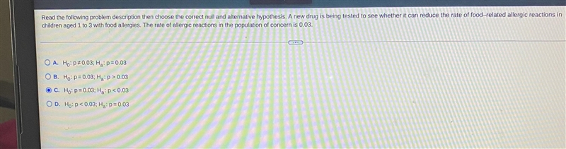 Read the following problem description then choose the correct null and alternative-example-1