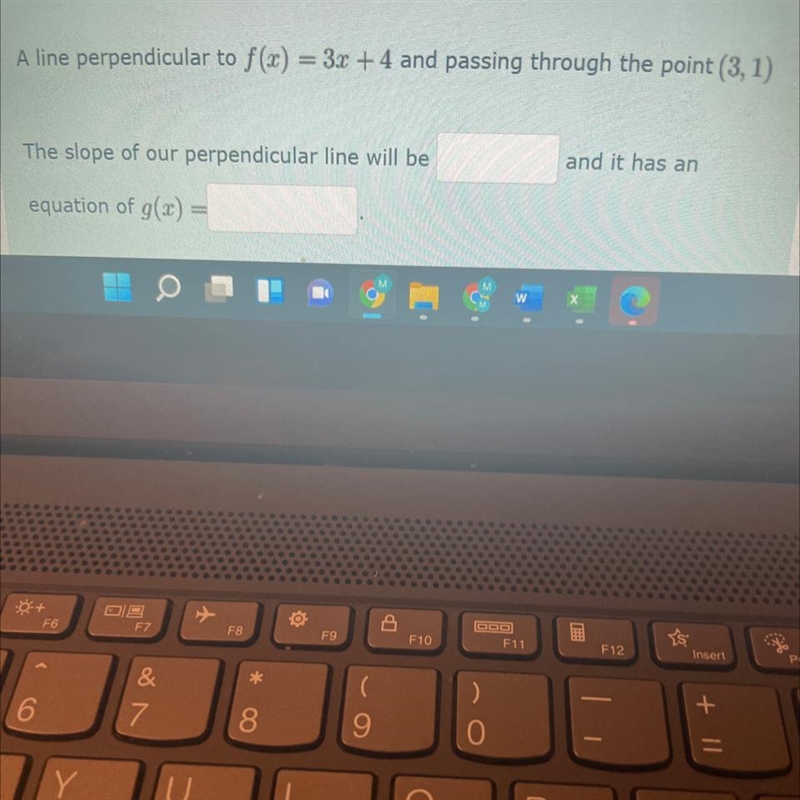 Type an equation for the line described. Type your answer in the form g(x)=mx+b. If-example-1