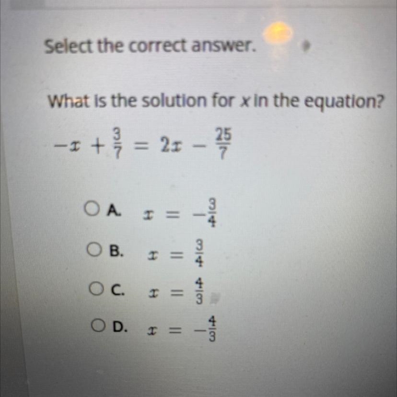 What is the solution for x in the equation?-example-1