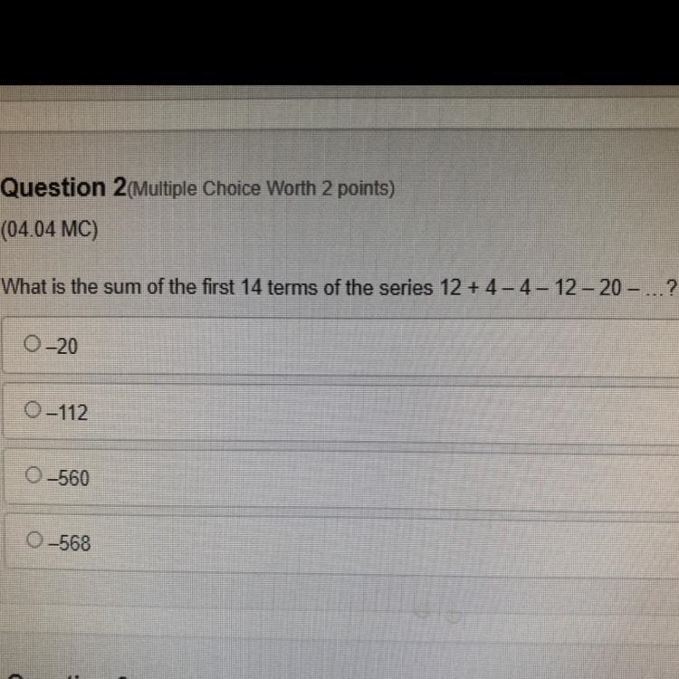 What is the sum of the first 14 terms of the series?-example-1