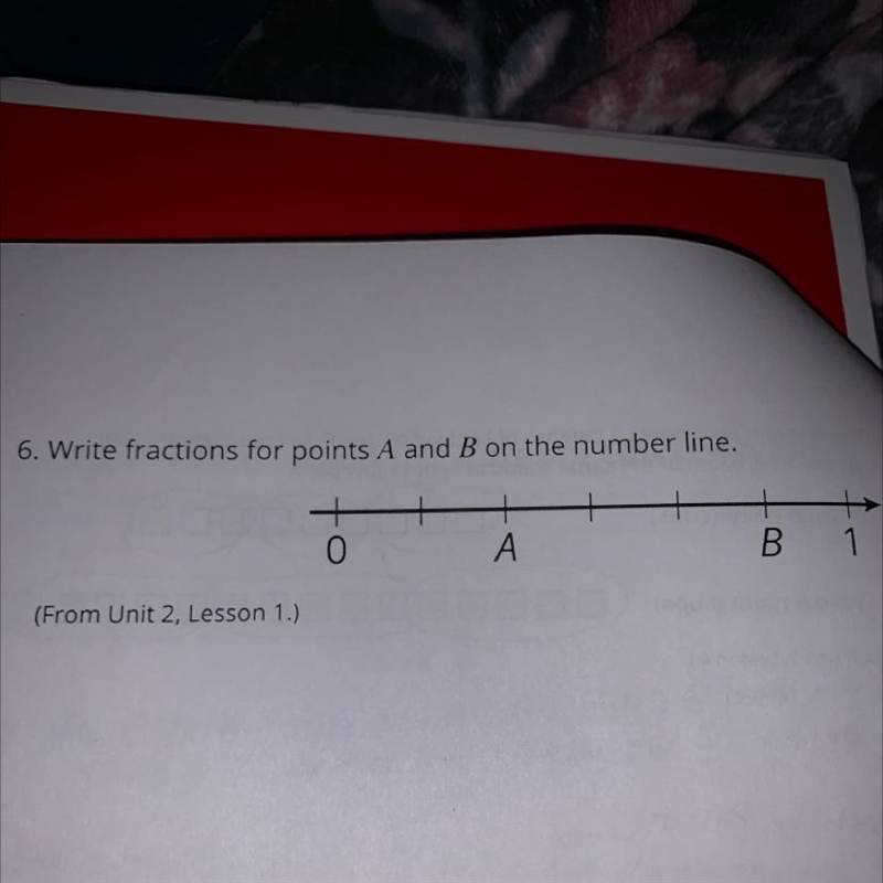 Write fractions for points A and B on the number line-example-1