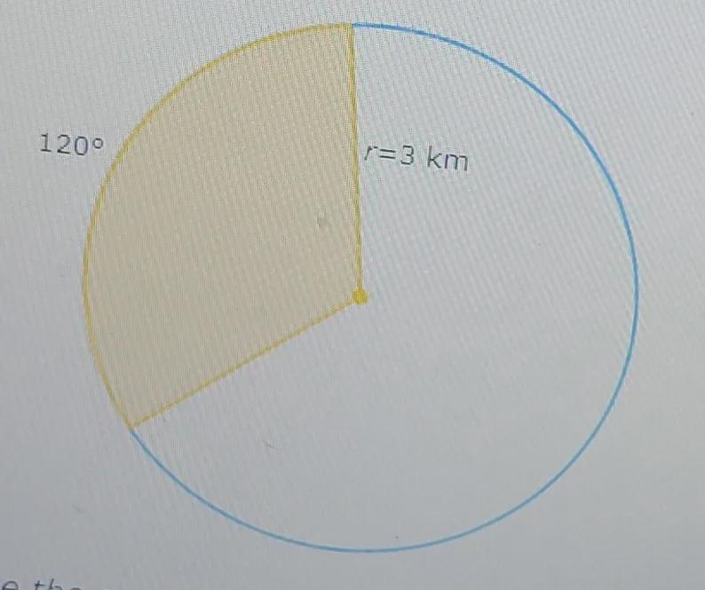 The radius of a circle is 3 kilometers. What is the area of a sector bounded by a-example-1