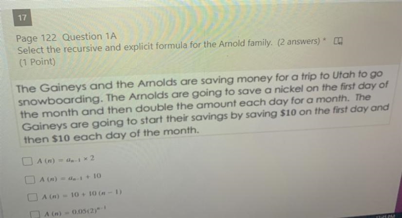 Select the recursive and explicit formula for the Arnold family 2 answer-example-1