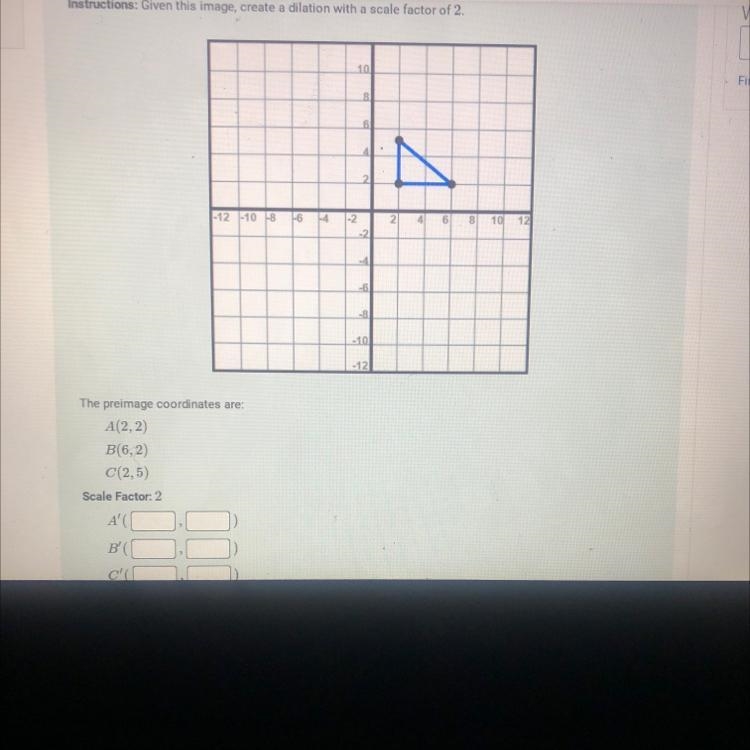 Given this image create a dilation with a scale factor of 2-example-1