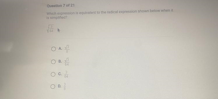 Which expression is equivalent to the radical expression shown below when itis simplified-example-1