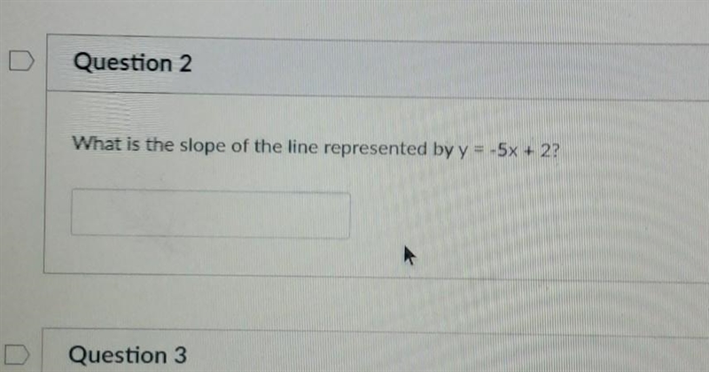 What is the slope of the line represented by y = -5 + 2?-example-1