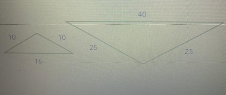 ASAP HELP find the scale factor of the small triangle to the large triangle-example-1