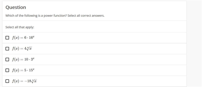 Please check pictureQuestionWhich of the following is a power function? Select all-example-1