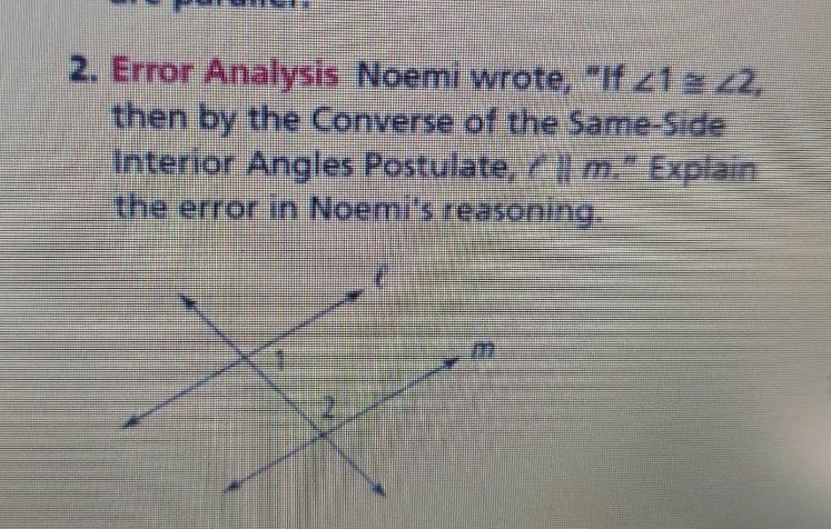 ansversal two lines intersected by are parallel? 2. Error Analysis Noemi wrote, &quot-example-1