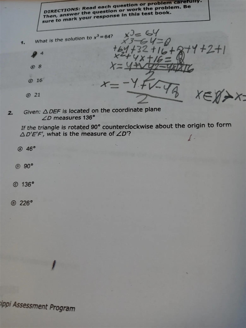 Given: A DEF is located on the coordinate plane 2D measures 136° If the triangle is-example-1