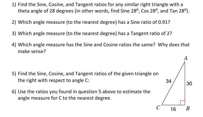 Use the table of trigonometric ratios to answer the following questions-example-1