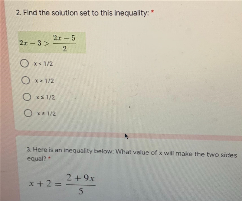 2. Find the solution set to this inequality: *2x - 52x - 3>2O x< 1/2X > 1/2Ox-example-1