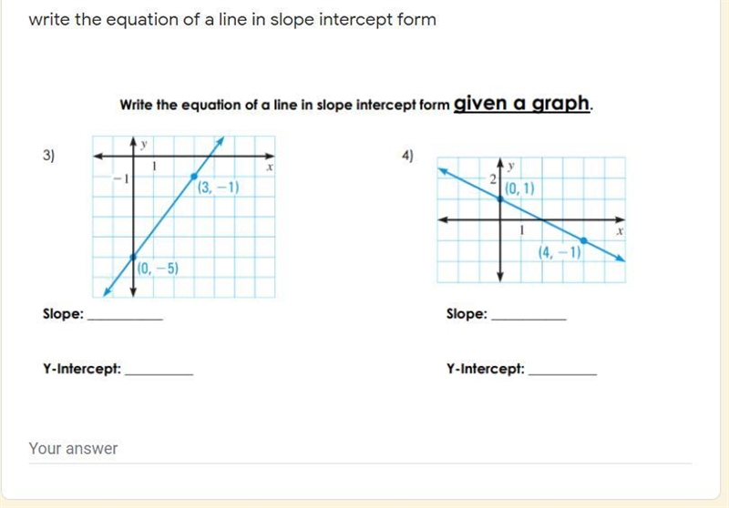 Write the equation of a line in slope intercept form-example-1