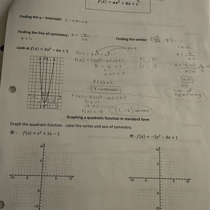 Help in example number two in the bottom right corner f(x) = -2x^2 - 8x + 1-example-1