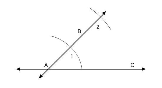 When this construction is complete, the angles that intersect arc 1 and arc 2 are-example-1