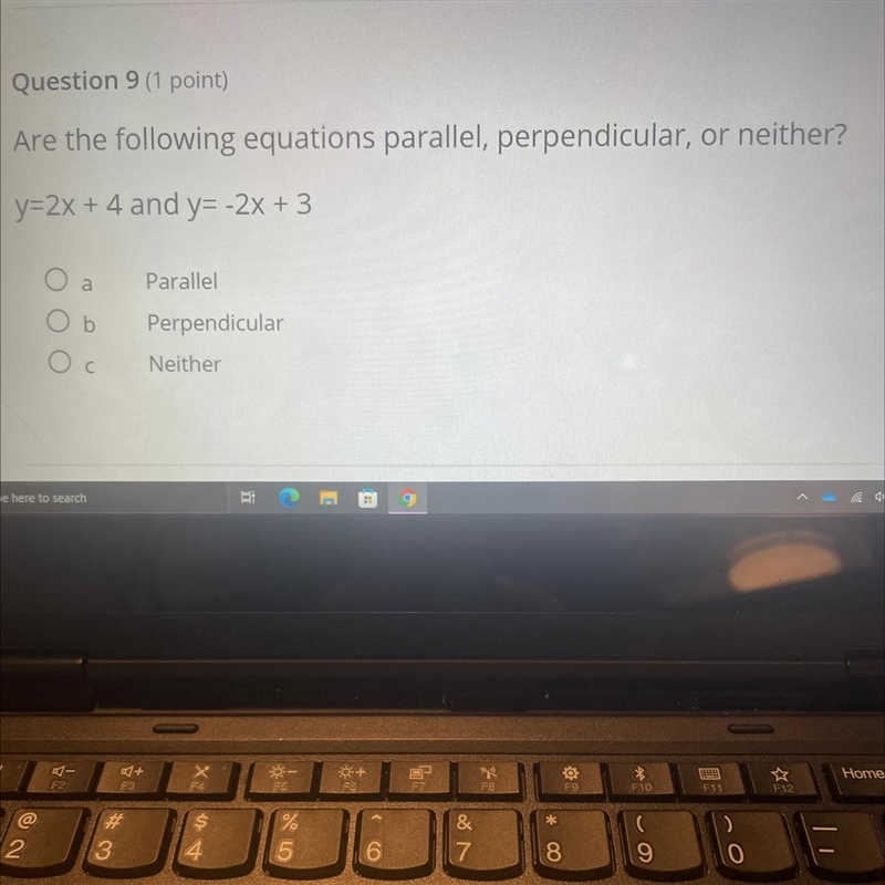 Are the following equations parallel, perpendicular, or neither? Pick one-example-1