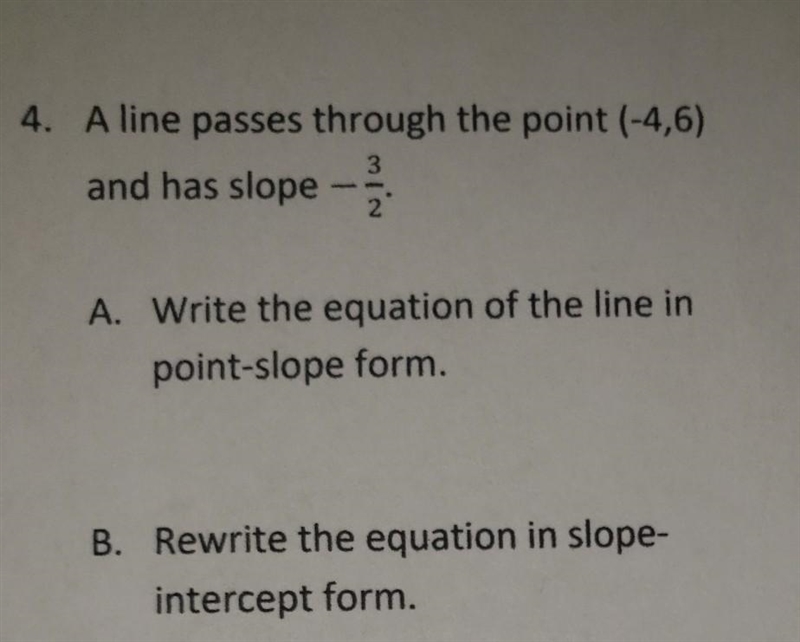 Writing the equation of the line given a point and slope-example-1