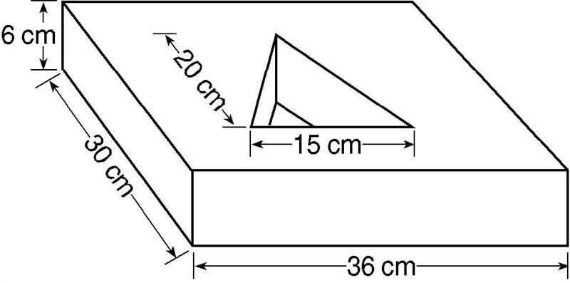 The figure below shows dimensions of a block of foam used to package a triangular-example-1