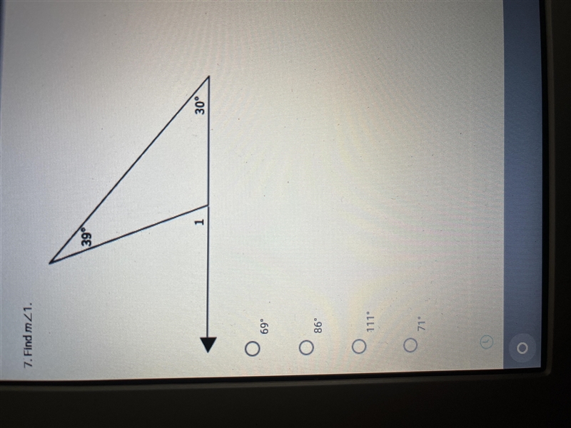 Find m angle 1 Options are 69, 86, 111, 71-example-1