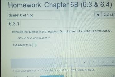 Translate the question into an equation DO not Solve it. let X be the unknown-example-1