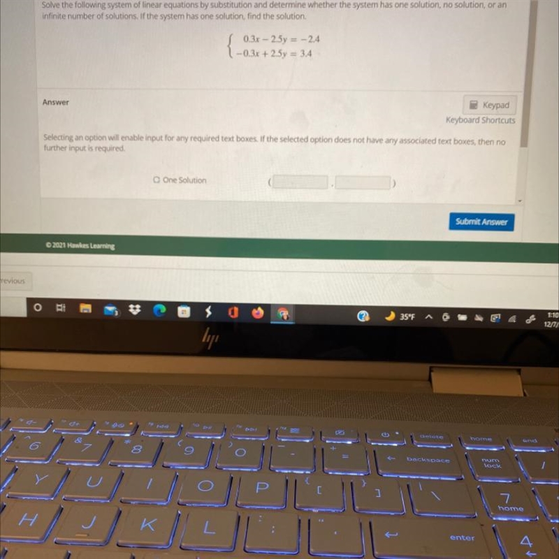 Solve the following system of linear equations by substitution and determine whether-example-1