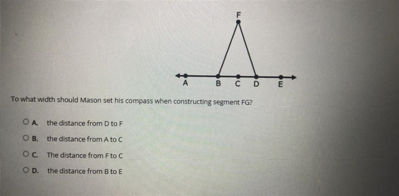 To what width should mason said his compass when constructing a segment FG?-example-1