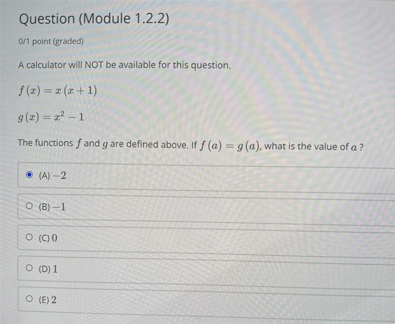 The functions f and g are defined above. If f (a) = g (a), what is the value of a-example-1