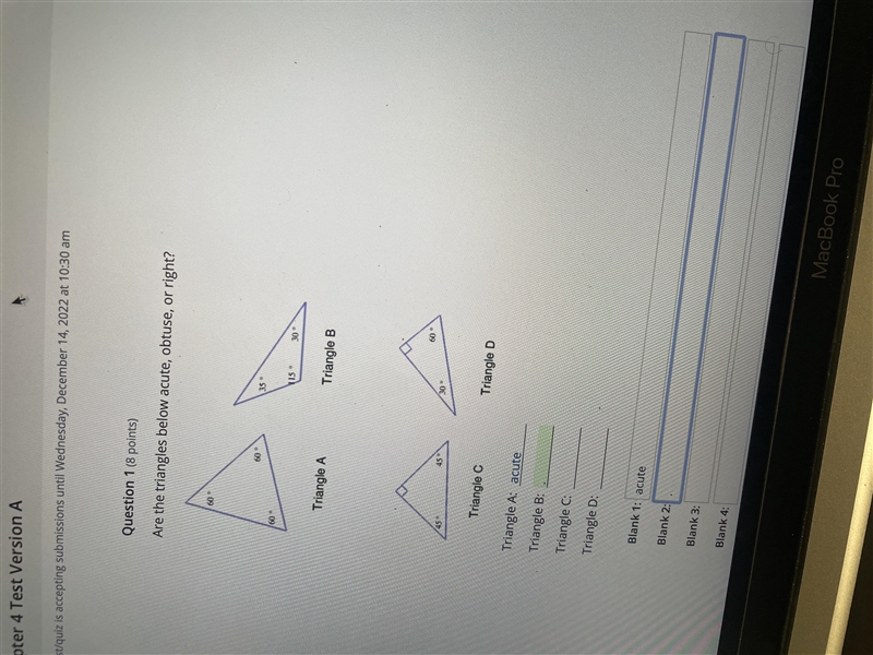 Are the triangles below acute,obtuse or right-example-1