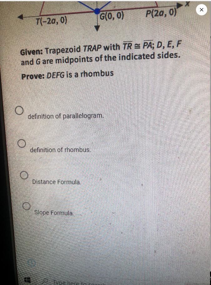 Prove the segments joining the midpoint if consecutive sides of an isosceles trapezoid-example-2