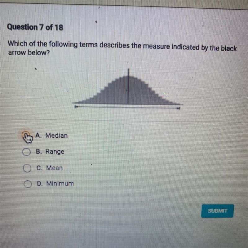 Which of the following terms describes the measure indicated by the black arrow below-example-1