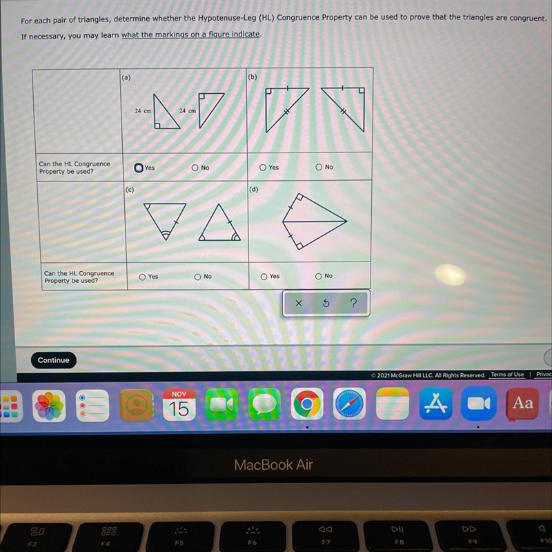 May I please get help with finding out weather each of them can be the HL congruence-example-1