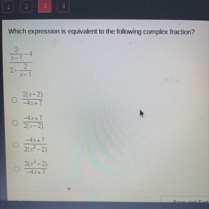 Which expression is equivalent to the following complex fraction?-example-1