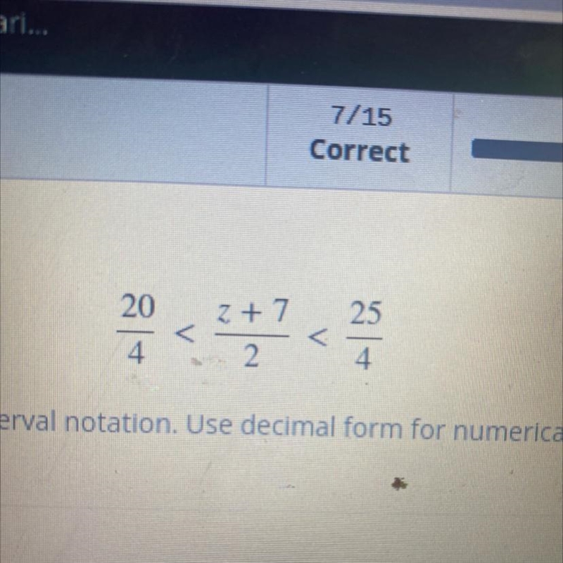 Solve the inequality and express your answer in intervalvenation use decimal form-example-1