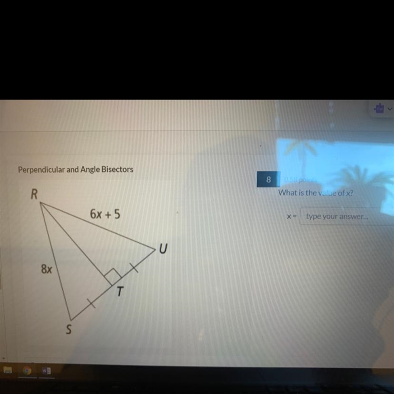 What is the value of x and what is the length of segment RU?-example-1