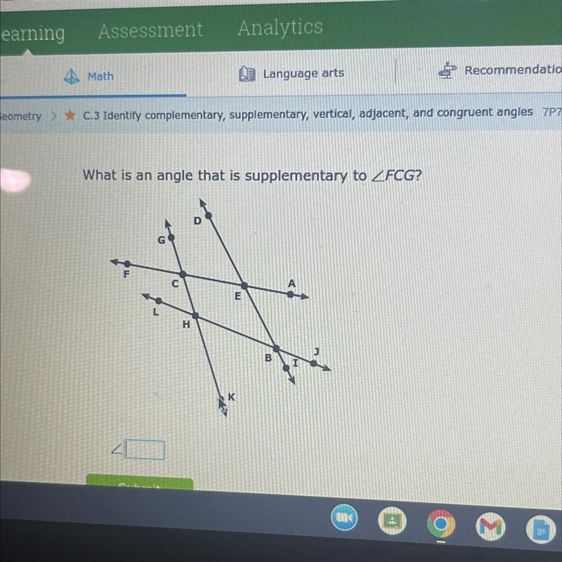 What is an angle that is supplementary to-example-1